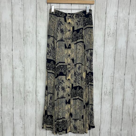 Zachi Button Down Flowy Floral Lightweight Tropical Maxi Skirt Small - Picture 1 of 8